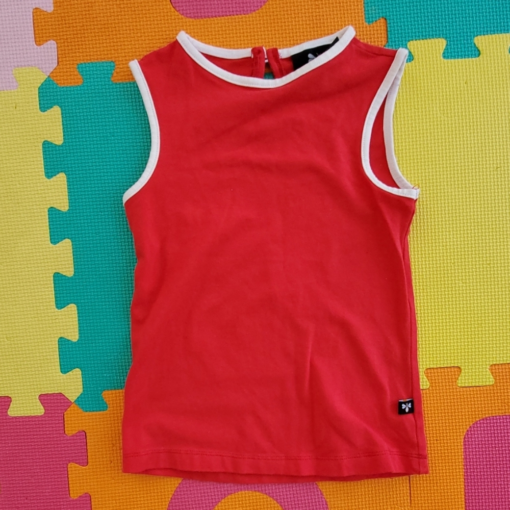 Llum red tank shirt with white trim, size 4